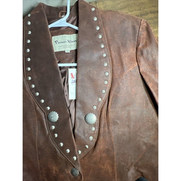 VTG Red Pioneer Wear Leather Suede Ladies Country Western Jacket Cropped SIZE L - Picture 6 of 9